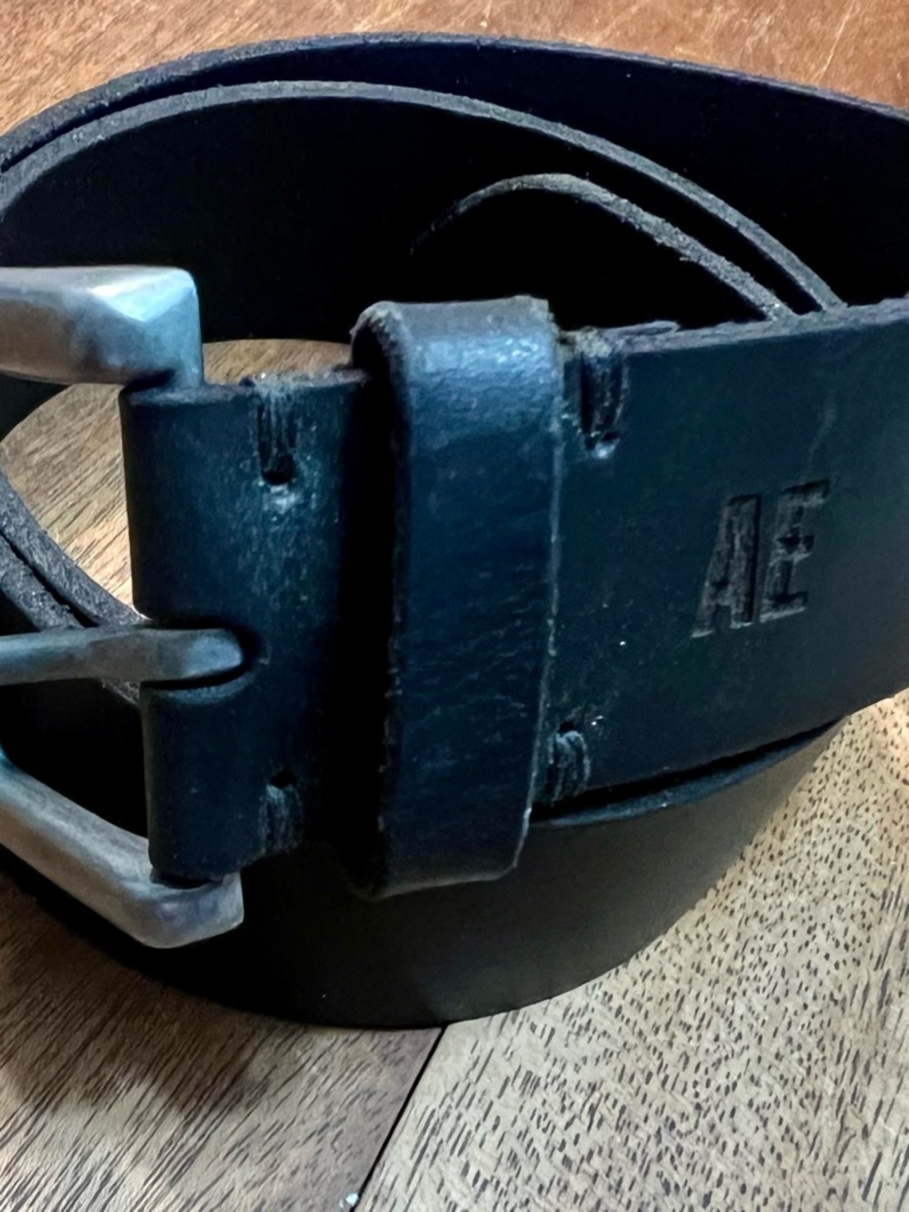 American Eagle Outfitters Black Leather Belt with Metal Buckle